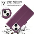 thumbnail image 4 of SaniMore for iPhone 14 Plus Buisness Case, Zipper Purse [Card Holders] Magnetic Clasp Kickstand Wrist/Crossbody Chain Lanyard PU Leather Wear-resistant Full Body Protective Wallet Shell Darkpurple, 4 of 9
