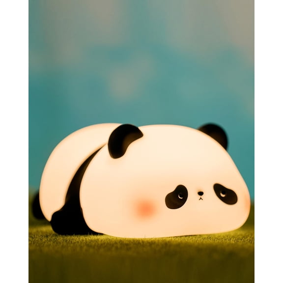 Cute Panda Night Light, LED Squishy Novelty Animal Night Lamp, Food Grade Silicone 3 Level Dimmable Nursery Nightlight for Desk Decor, Funny Gifts Stuff for Boys Girls Baby, White Elephant Gifts