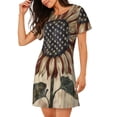 thumbnail image 2 of Balery USA Sunflower Flag Camisón de manga corta con cuello redondo para mujer, cómodo y elegante., 2 of 6