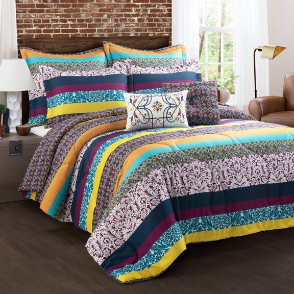 Lush Decor Boho Stripe 7-Piece Comforter Set