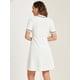 thumbnail image 4 of Vestido evasé texturizado Allegra K manga corta media tapeta cuello en V blanco L, 4 of 5