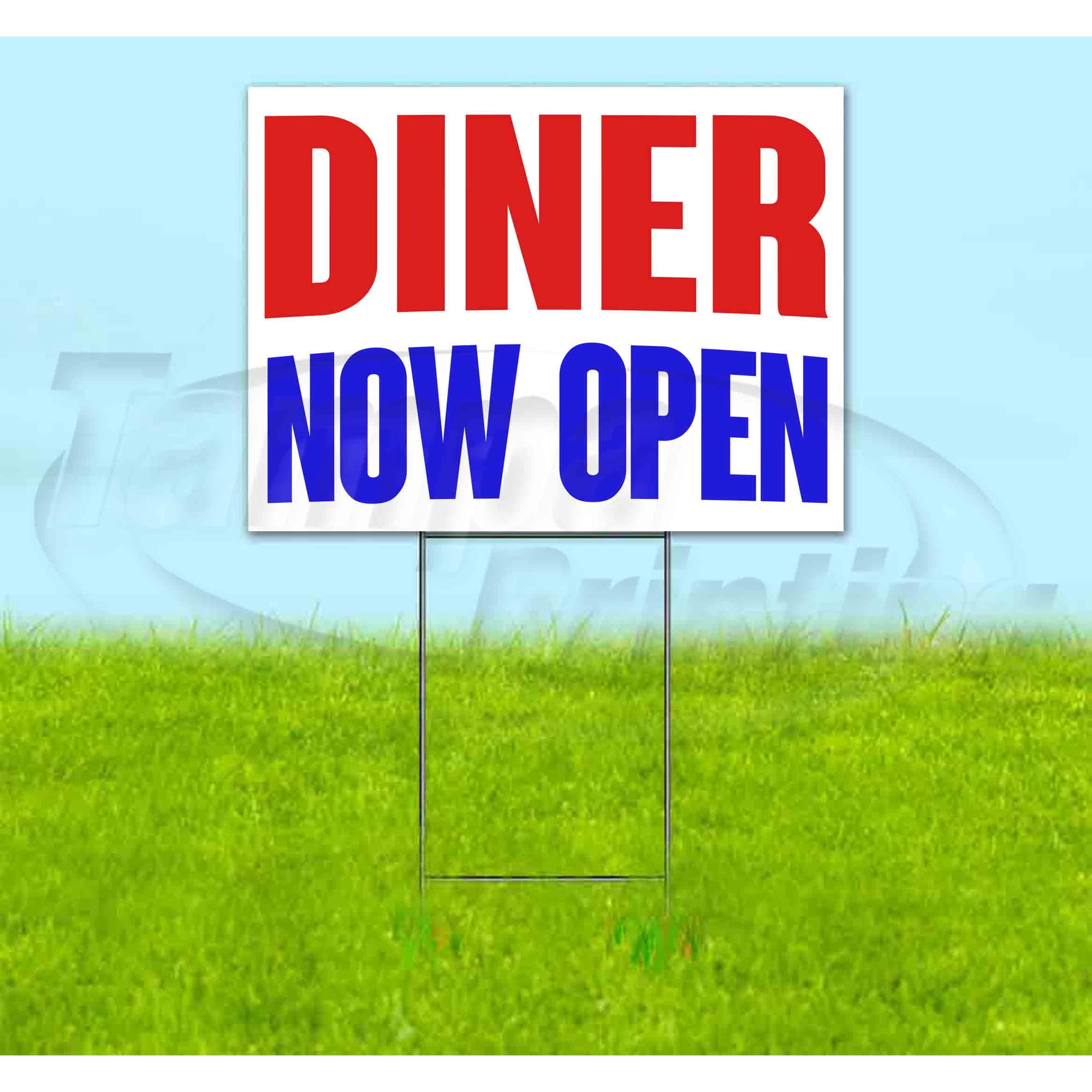 Diner Now Open (18 x 24 ) Yard Sign Includes Metal Step Stake