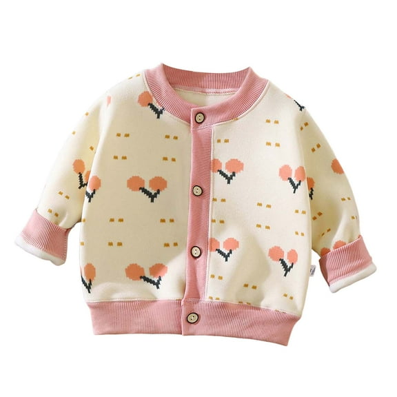 Kogui Girls Pretty Cardigans Sweater Toddler Baby Girl Cardigan Sweater Button Down Long Sleeve Bows/Flowers Knit Outfits Fall Winter Clothes Size 18 24 Months (Light Pink,18-24 Months)