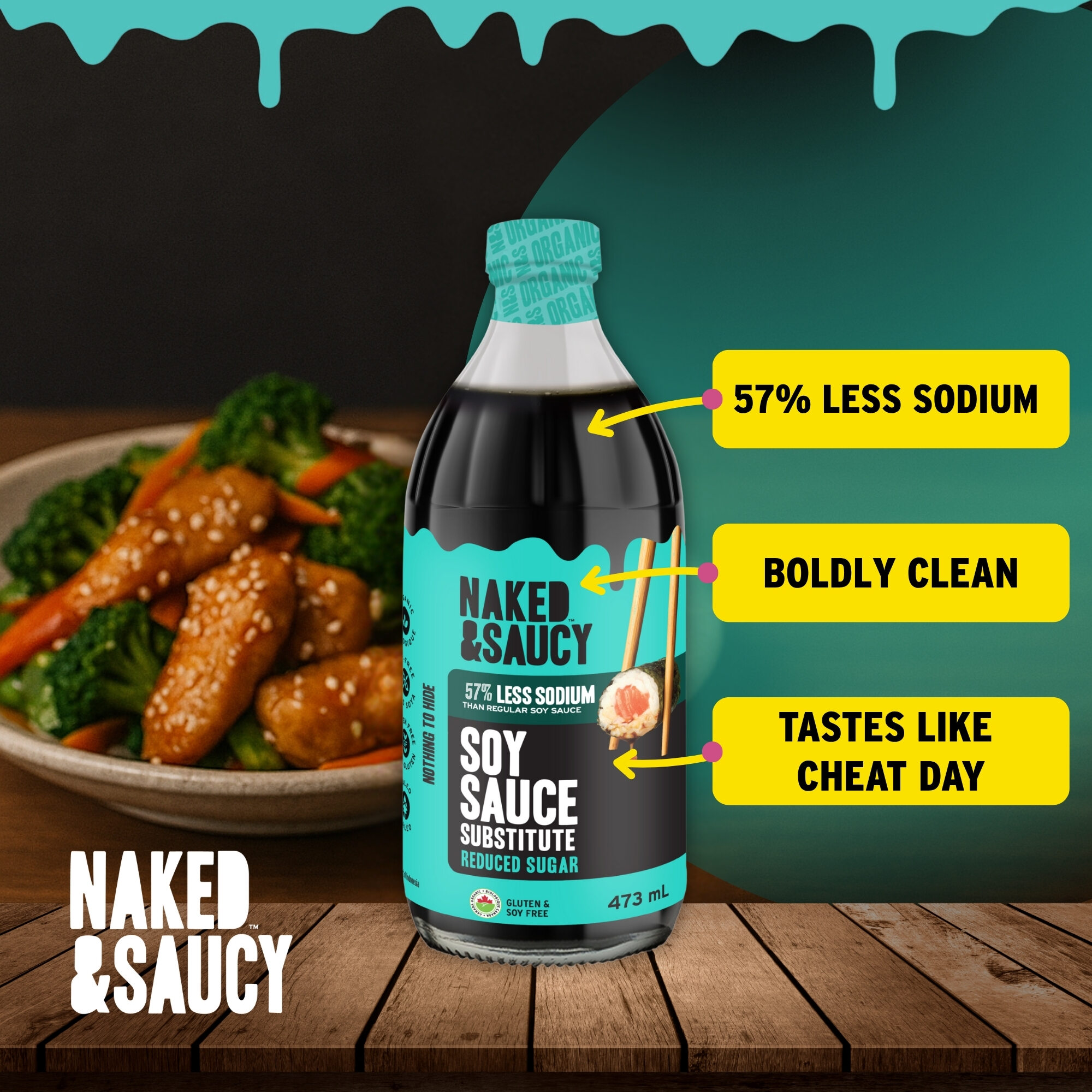 Naked & Saucy Low Sodium Coconut Aminos, Soy-Sauce Substitute, 473mL