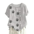 thumbnail image 1 of Camisas de Manga Corta para las Mujeres Blusa Suelta de Impresión de Flores de Verano, Camisa para el Hogar Y el Uso Diario, 1 of 5