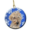 thumbnail image 1 of Golden Doodle Winter Snowflakes Ceramic Ornament, 2.81 Dia, 1 of 1