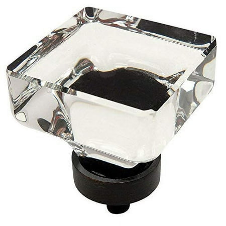 10 Pack - Cosmas 6377ORB-C Oil Rubbed Bronze Cabinet Hardware Square Knob with Clear Glass - 1-3/8" Square