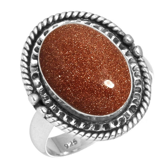 925 Silver Ring For Women - Men Brown Gold Sunstone Stone Silver Ring Size 11 Fashion Silver Ring Size 11 Gift For Girl Friend On Christmas 925 Gemstone Silver Jewelry