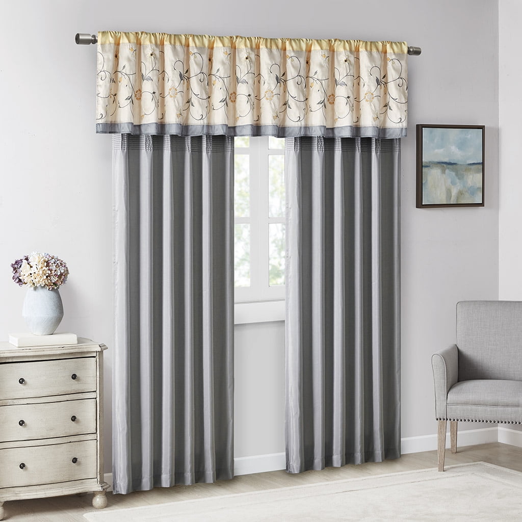 MAYEERTY 50x18" Embroidered Window Valance Yellow