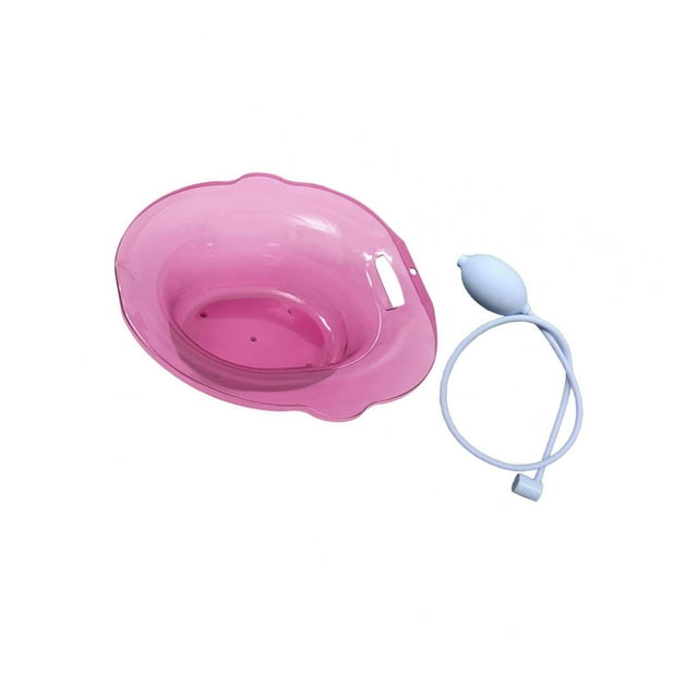 Bassin de Bain Assis pour Toilettes Bain Plus Grand Bain Portable Assis Femmes Hommes Zone de Siège Réutilisable Bain de Hanche pour Personnes Âgées Femmes Hommes Rose avec Chasse d'Eau