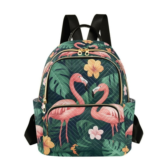 FORMRS Mini Backpack Purse for Women Travel Daypack Casual Shoulder Bag, Flamingo Leaves Pattern