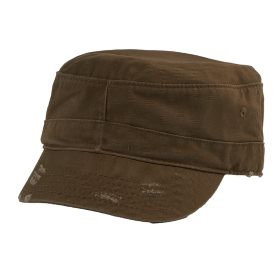 Military Cadet Hat Distressed Army Style Patrol Cap For Mens Womens Unisex Brown