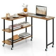 thumbnail image 1 of Costway Table d'Appoint de Canapé Rotatif à 360° en Forme de L, Bureau pour Ordinateur Portable, Table à Collation avec Tablette, Breveté, Brun, 1 of 9