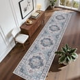 thumbnail image 2 of Roxstand 2'x10' Washable Runner Rug for Hallway Entrance Bedroom Entryway, Vintage Non Slip Stain Resistant Kitchen Rugs, Blue, 2 of 10