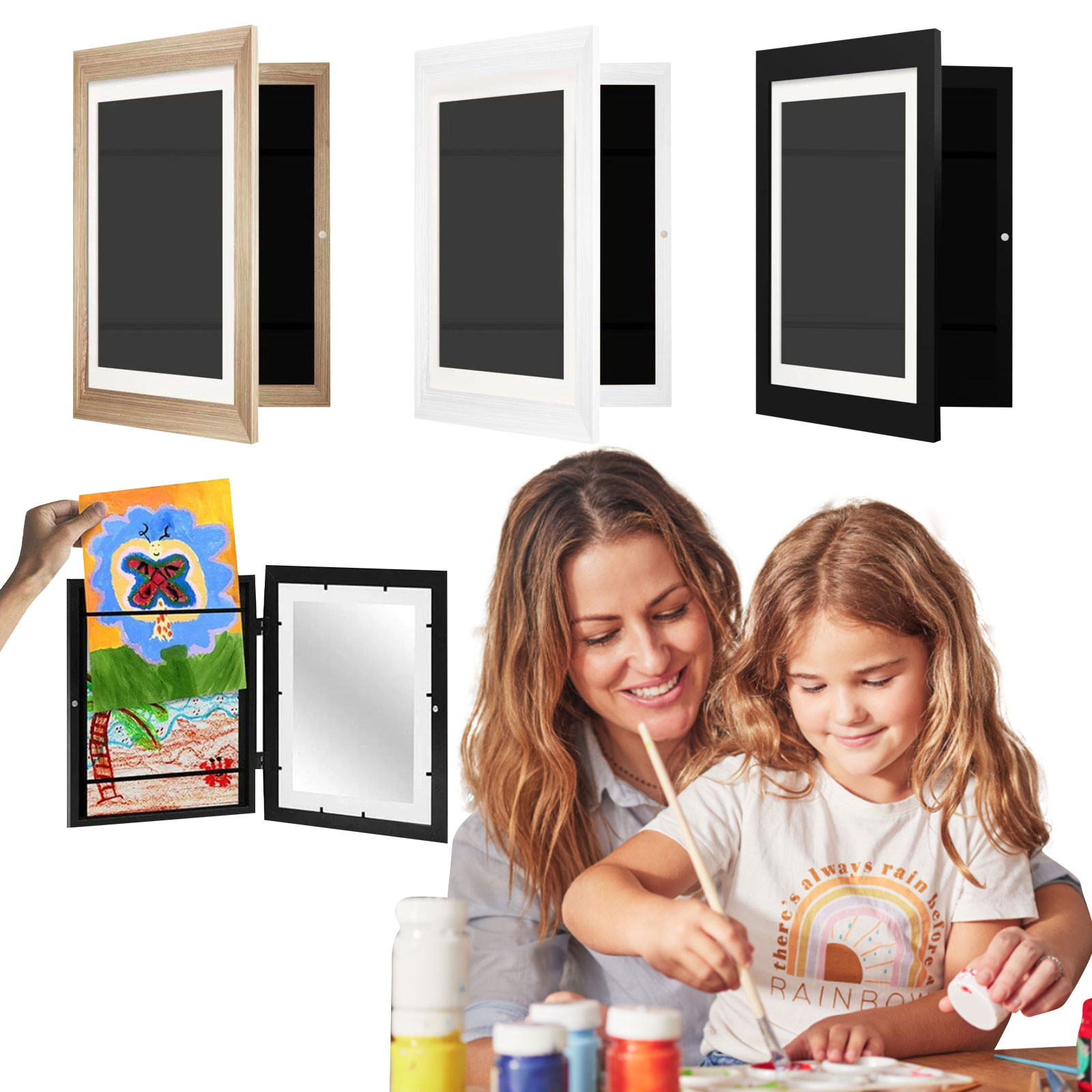 Art Picture FrameHinged Art Picture Frame For Kids,Front Opening And Changeable Picture Display