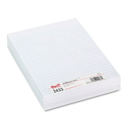 Pacon Composition Paper, 3/8" Ruling, 16 lbs., 8 x 10-1/2, White, 500 Sheets/Pack