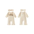 thumbnail image 2 of RUINIXCW Baby Girl Little Sister Outfit Newborn Baby Girl Hospital Coming Home Outfit Waffled Romper Infant Baby Girls Fall Winter Clothes Long Sleeve Jumpsuit Headband Set, 2 of 9
