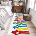 thumbnail image 3 of Cartoon Colorful Hands Runner Rugs 2x6 ft Cute Watercolor Hands with Love Heart Washable Hallway Rugs Non-Slip Floor Mats Absorbent Carpet Bedside Runners for Bedroom Kitchen Bathroom Laundry Room, 3 of 9