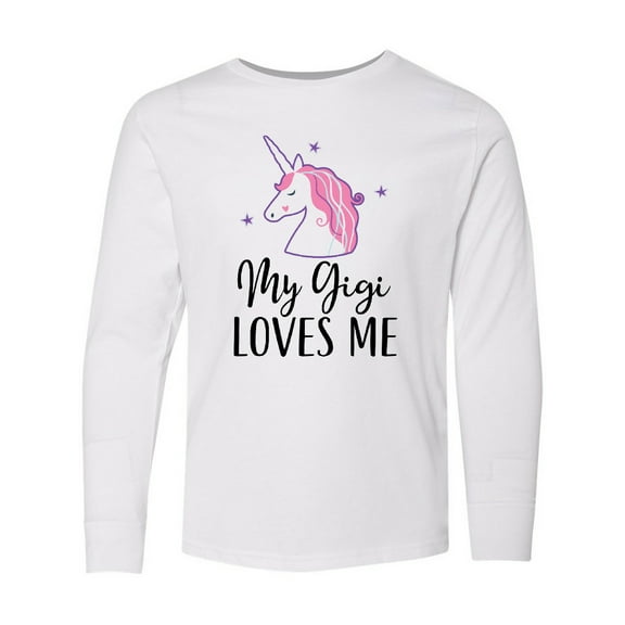 Inktastic My Gigi Loves Me Unicorn Girls Long Sleeve Youth T-Shirt