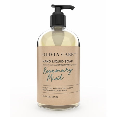 Olivia Care Antibacterial Liquid Hand Soap with Sage & Tea Tree Oil Rosemary Mint Scent Gentle Cleansing Hand Wash for Kitchen & Bathroom 18.5 fl oz