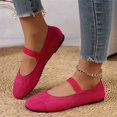 thumbnail image 7 of Domuza Women's Mary Jane Flat Shoes with Elastic Strap, Soft Faux Suede Slip On Casual Walking Flats, Comfortable Low Profile Everyday Footwear for Work Office Daily Wear Hot Pink 9（EU-42）, 7 of 7