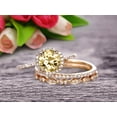 thumbnail image 1 of 6mm Round Cut 2.75 Carat Champagne Diamond Moissanite Trio Ring Set Thin Stacking Matching Wedding Band 10k Yellow Gold Art Deco, 1 of 5