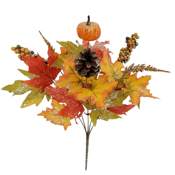 Mainstays Artificial Maple Bush, Orange 17.75"