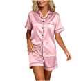 thumbnail image 2 of Hrsba Short Pj Sets for Women,Solid Color Short Sleeve Top and Shorts Pajama Sets for Women Soft, 2 of 8