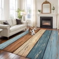 thumbnail image 3 of Farmhouse Blue Brown Area Rug 8x10 Washable Rug Non Slip Vintage Wooden Striped Large Area Rug Soft Stainresistant Indoor Floor Carpet for Living Room Bedroom Home Office Dining Room Nursery, 3 of 7