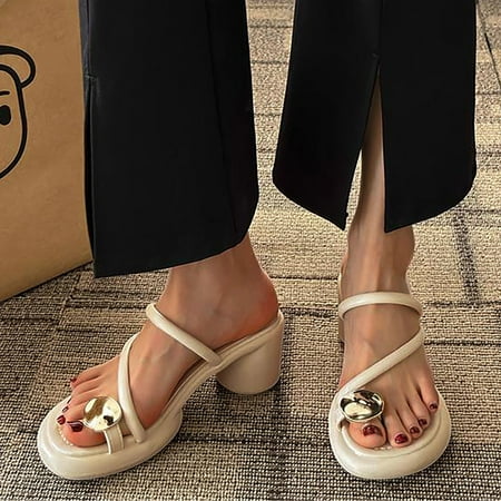 

Akiihool Dressy Sandals Women Wide Flat Elastic Sandals for Women Summer Casual (Yellow 7)