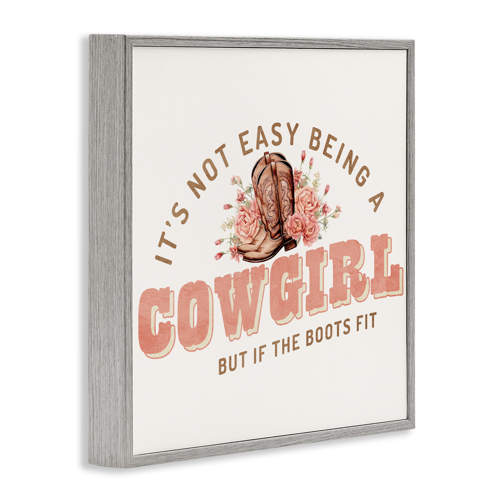 Not Easy Being Cowgirl Gray Framed Giclee Art, design by Kim Allen