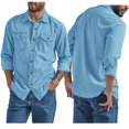 thumbnail image 5 of Blekii Men's Spring Autumn Casual Long Sleeve Lapel Denim Shirt - Classic Solid Colour, Durable Cotton Denim - Perfect for Casual Friday, Weekend Wear, Country Style Outing,, 5 of 10