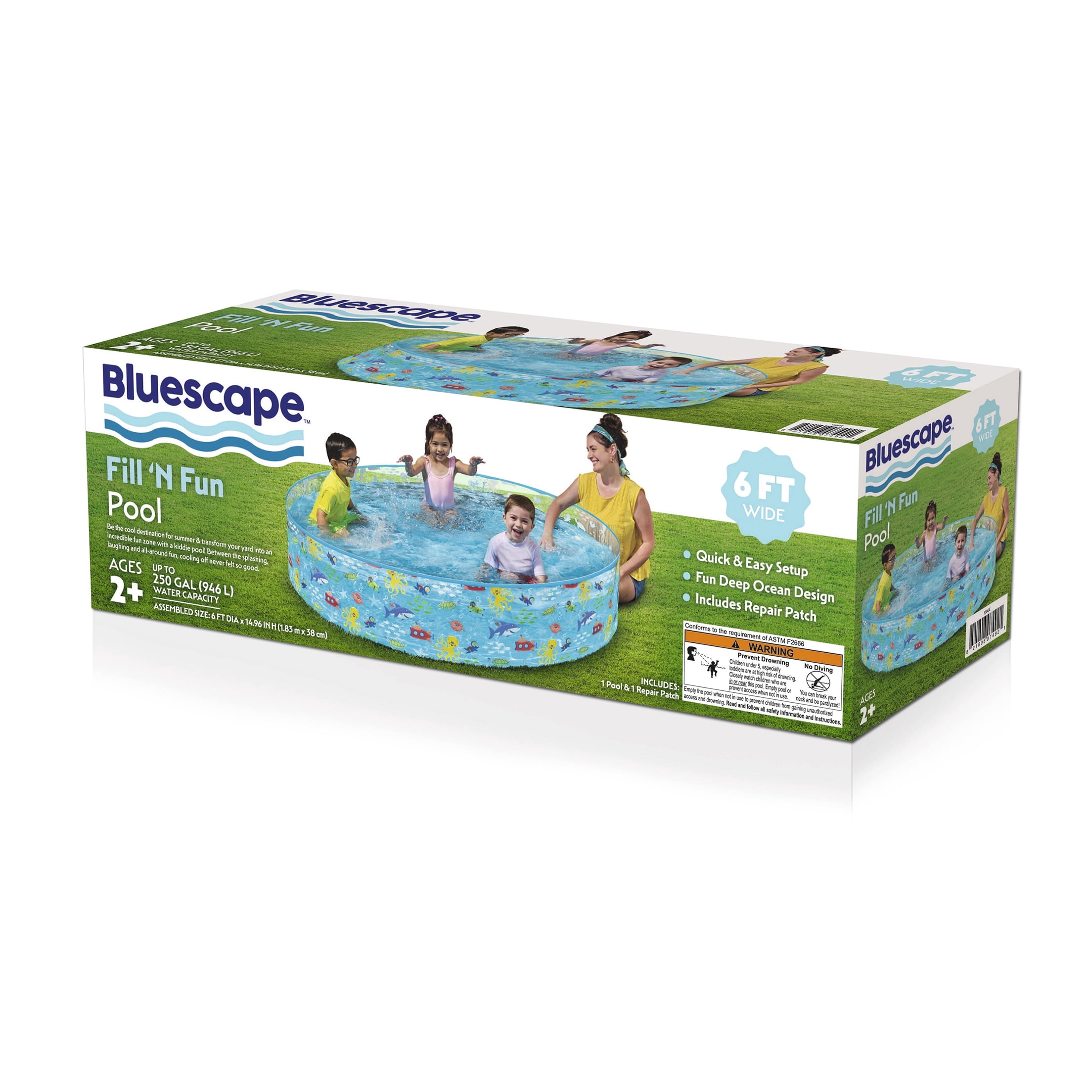 Bluescape Round Multi-Color Above-Ground Kiddie Pool 6' x 15"