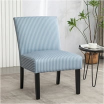 JERFIT Modern Blue Striped Upholstered Accent Chair, Solid Wood Slipper Chair for Living Room, Bedroom, Comfortable Small Lounge Chair