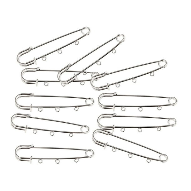 10 piezas / Pin de broche de seguridad de metal plateado con 3 bucles Hallazgos de joyería Suministros para manualidades Zulema Pernos de seguridad