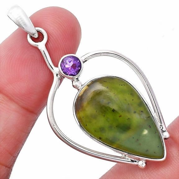 Natural Chrome Chalcedony & Amethyst 925 Sterling Silver Pendant Jewelry P-1250 SDP146689