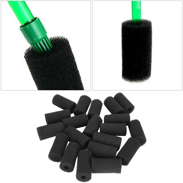 Housse de Protection en Éponge pour Filtre d'Aquarium 20 Pcs Remplacement pour Accessoires pour Tube d'Admission d'Aquarium Noir