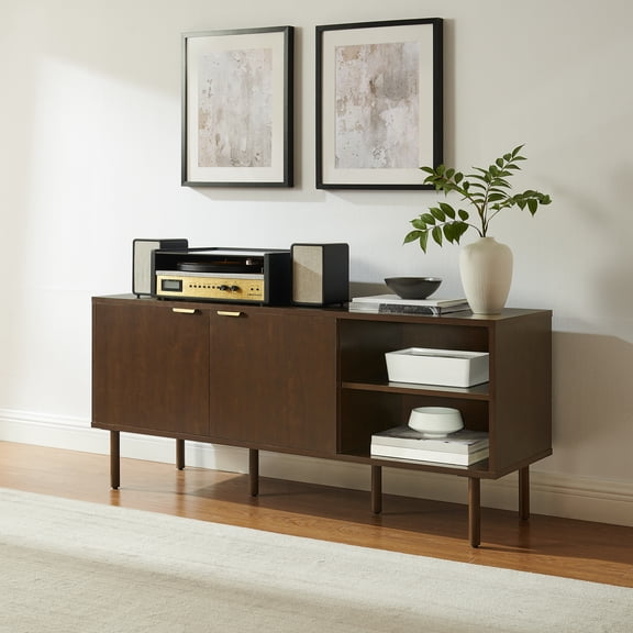 Crosley Furniture Brody Record Storage Sideboard in Brown
