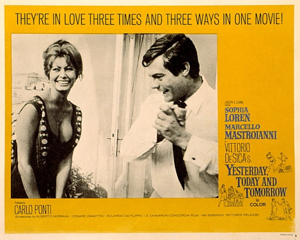 Yesterday Today And Tomorrow Sophia Loren Marcello Mastroianni 1963 Movie Poster Masterprint Walmart Com Walmart Com