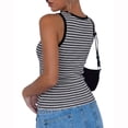 thumbnail image 3 of EKVAHL Tank Tops For Women Ribbed Knit Round Neck Striped Camis, Slim Side Ruched Stretchy Blouses, Casual Daily Summer Sleeveless Tops Gray, 3 of 4