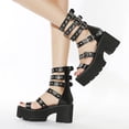 thumbnail image 3 of 1 par de sandalias de suela gruesa con estilo, calzado elegante para mujer (negro), 3 of 8