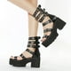 thumbnail image 3 of 1 par de sandalias de suela gruesa con estilo, calzado elegante para mujer (negro), 3 of 8