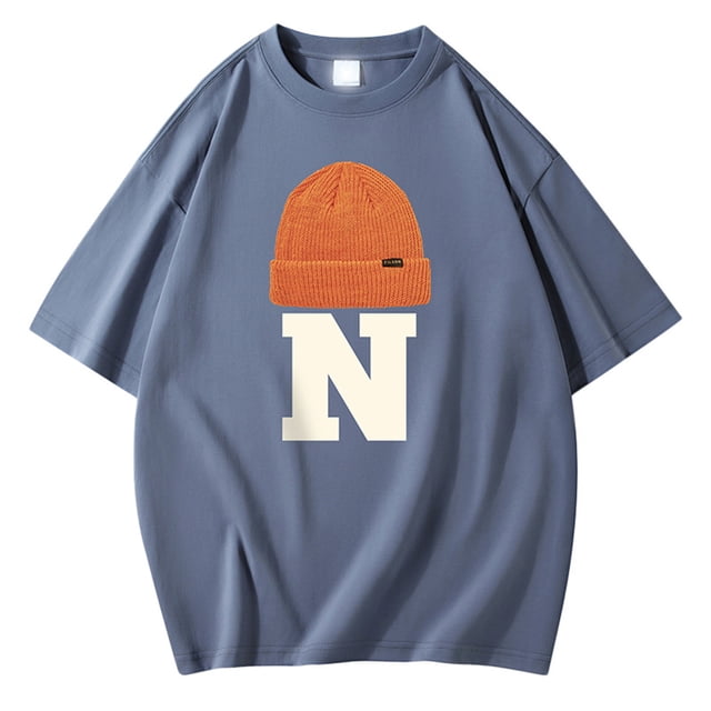 Camiseta Casual de Manga Corta de la Blusa de Cuello Redondo, Mangas de Mano para Hombres