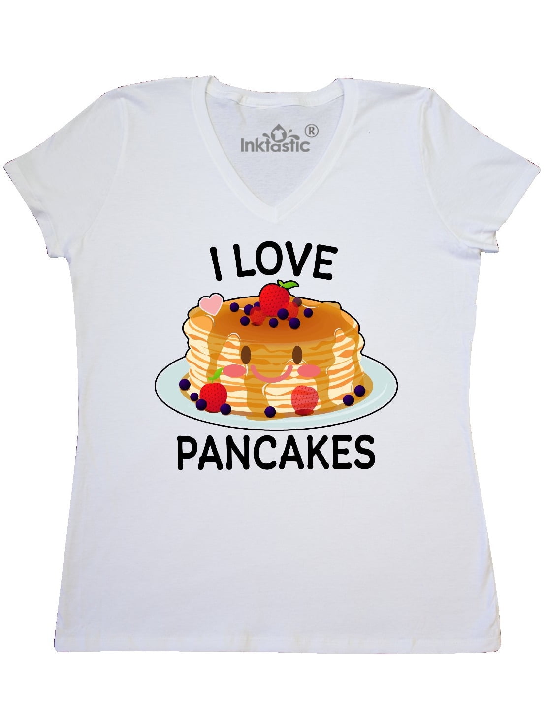 INKtastic I Love Pancakes with Cute Stack of Pancakes Women's VNeck