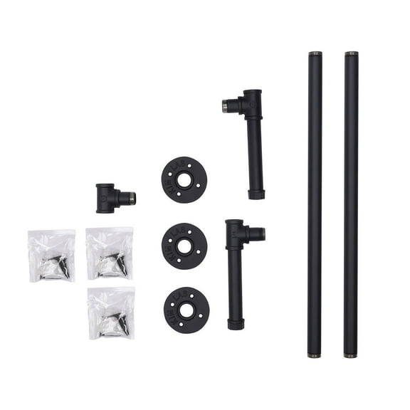 5FT Iron Handrail Set for Steps Stair Railing Hand Rail Kit Black Outdoor Indoor