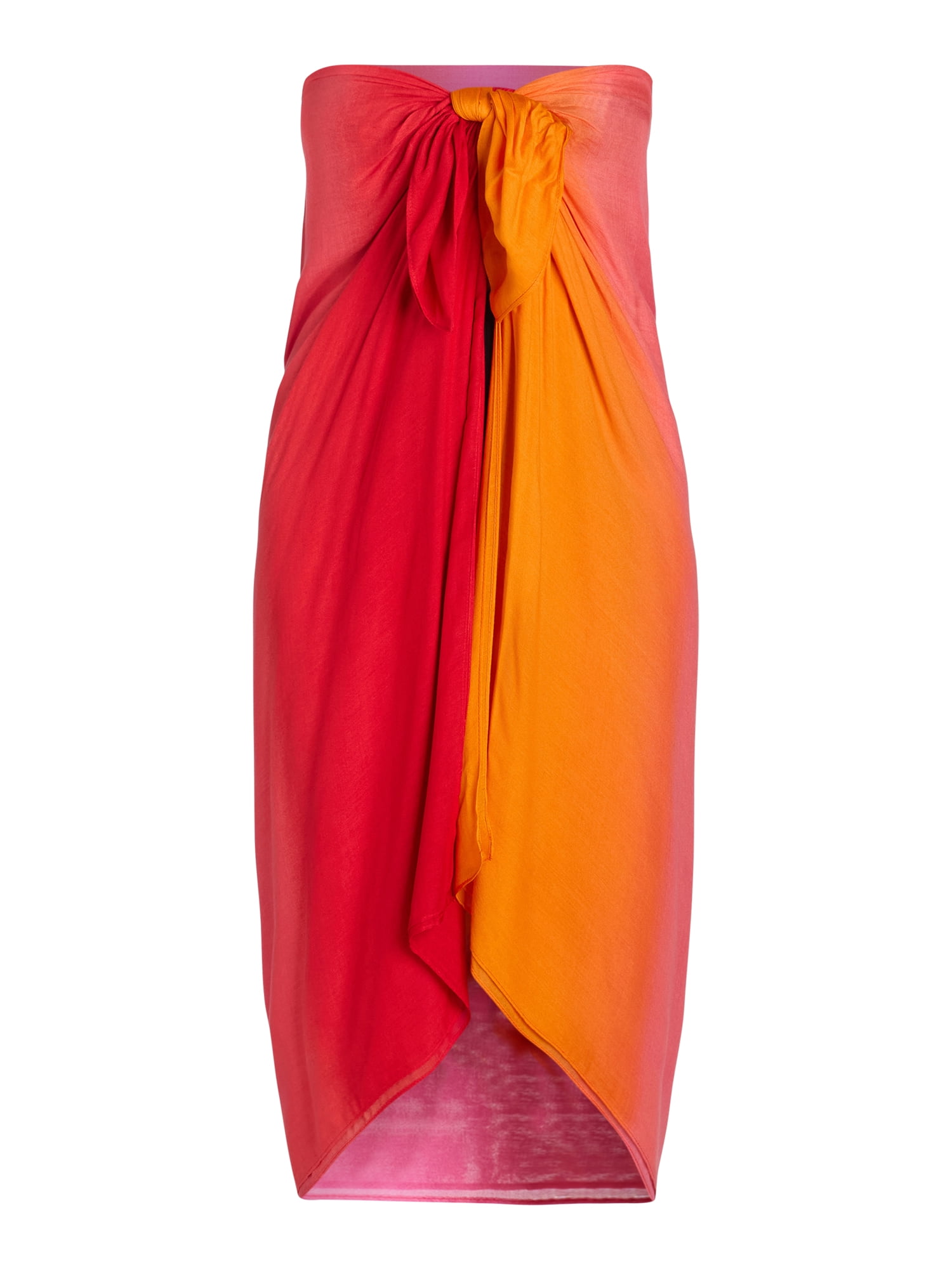 Time and Tru Women's Ombre Print Pareo, One Size, Orange/Red