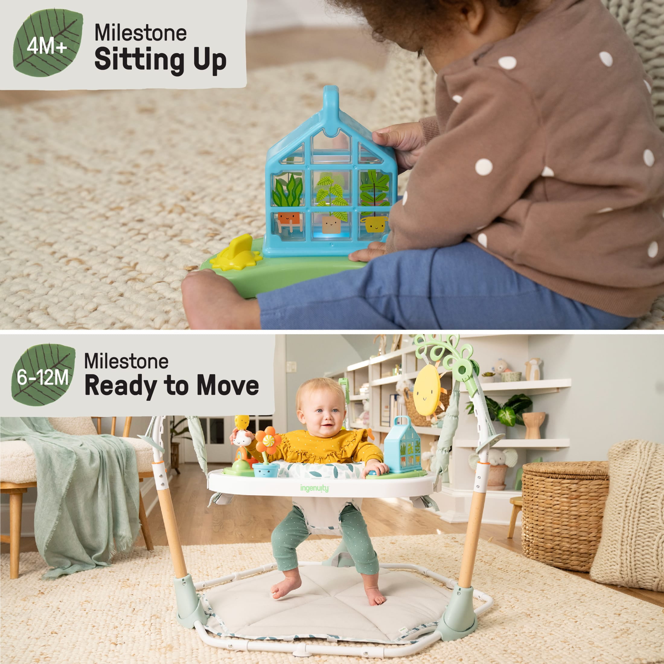 Ingenuity Tummy-to-Toes 6-in-1 Milestone Center, Unisex, For Ages 0-48 Months