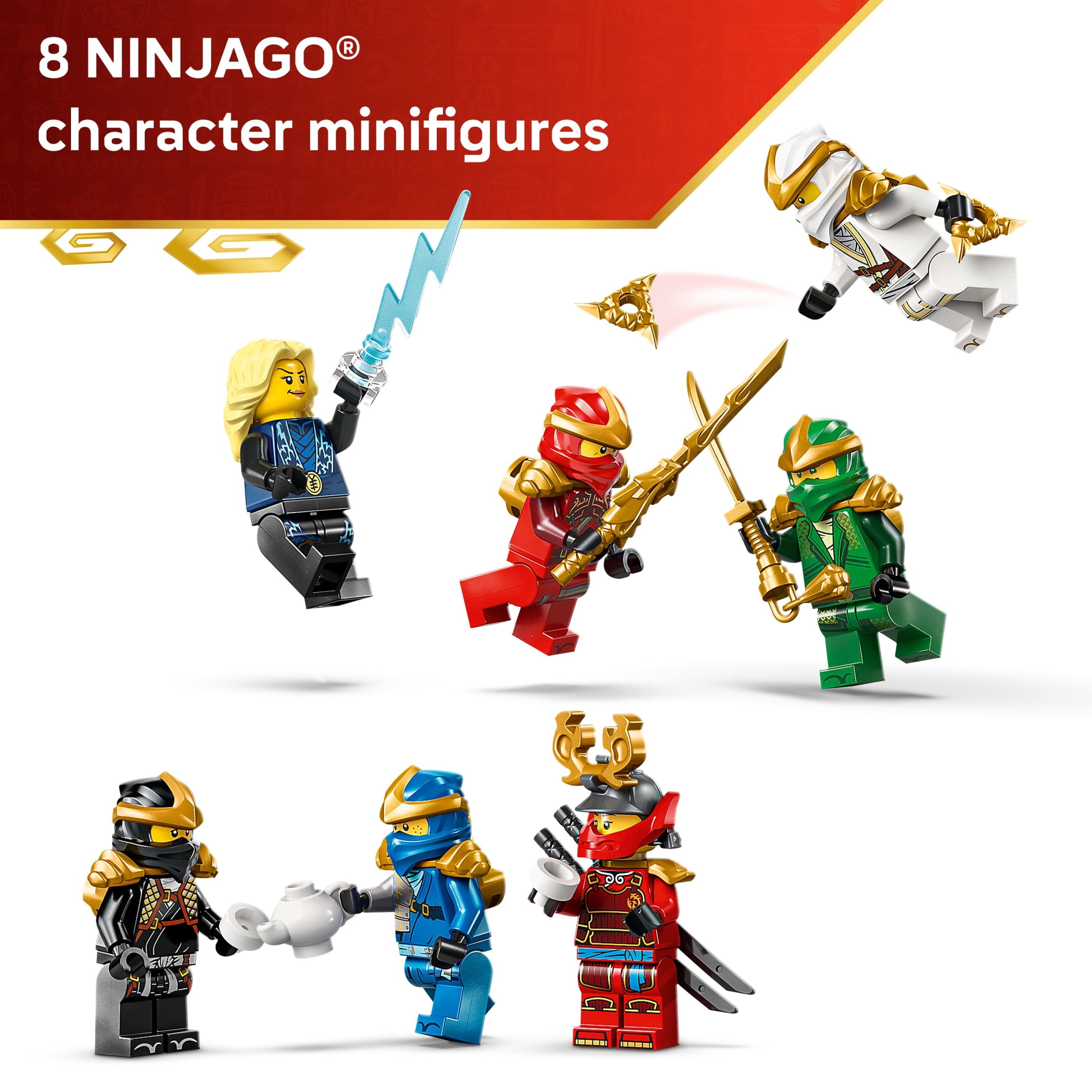 LEGO NINJAGO Ninja Character Display 15th Anniversary Building Toy for Kids, Ages 14+ - Ninja Playset W/Elemental Master of Lightning + 7 Minifigures - Gift Idea for Teen Boys & Girls - 71866
