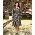 thumbnail image 4 of CASSIE LIZ Plus Size Womens Dresses 4X V Neck Floral Print Maxi Dress with Elastic Waist Curvy Silhouette with Pockets Fall and Winter Long Sleeve Romantic Boho With Buttons Dress 4XL 24W 26W, 4 of 5