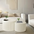thumbnail image 3 of Wave Stripe Nesting Coffee Table Set for Living Room, Bedroom, Beige(Set of 2 Pieces), 3 of 7